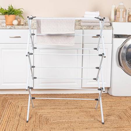 Household Essentials Folding Clothes Drying Rack with Steel Frame 1