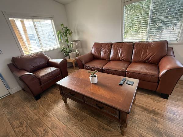 Couch + 1-1/2 seat, Dining Table, Television stand w drawers 1