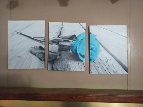 12" x 16" Triple Canvas Blue Rose Artwork 1