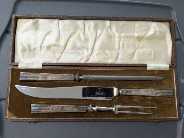 Antique Silver/Stainless Carving Knife Set 1