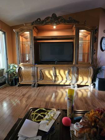 Wall unit entertainment center. 1