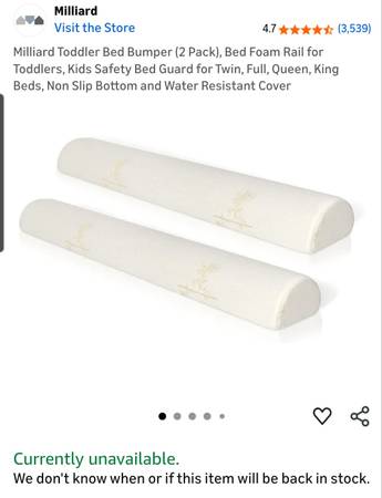 Milliard Toddler Bed Bumper (2 Pack), Bed Foam Rail for Toddlers, Kids 1