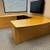 High End Woodtech Bow Front U Shaped Desk In Maple Wood With Storage 1 thumbnail