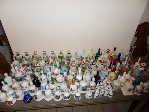 Bells Porcelain, Crystal, Brass, Copper, Pottery $5 to $15 each 1