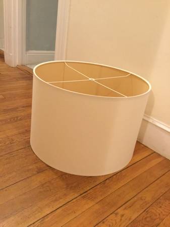 Large Ivory Linen Lampshade 1