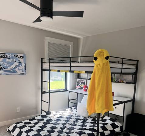 Full size loft bed with mattress 1