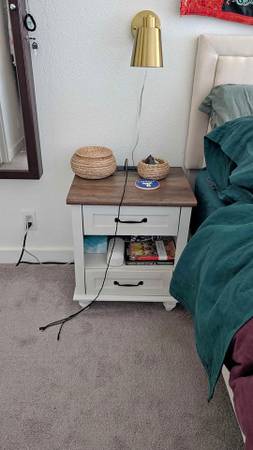 Nightstands (set of 2)/side tables with electric outlets and USB charg 1