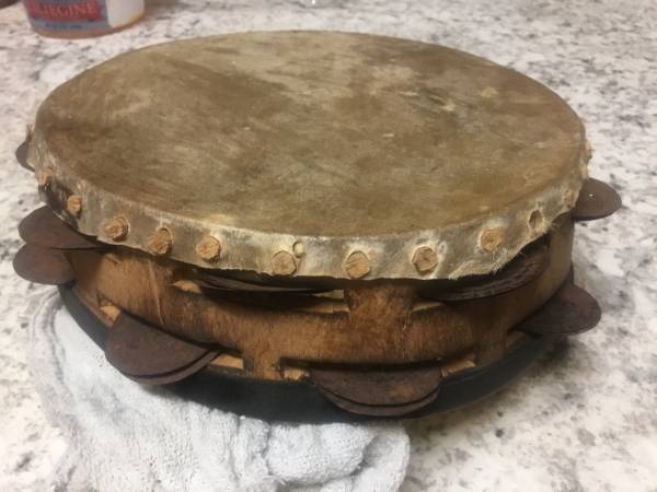 Vintage Handmade African Tambourine 1