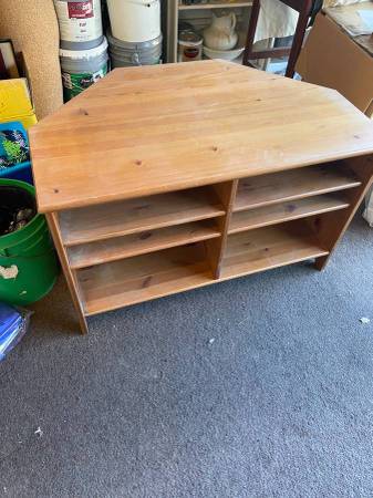 Corner Wood TV Stand with shelves 1