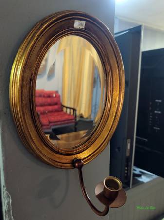 Vintage Mirror with Candle Holder 1