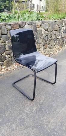 REDUCED! Quality Vintage Black Hard Plastic Molded Cantilever Chair 1