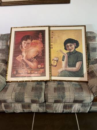 100 year old + chinese prints with bambo frames 1