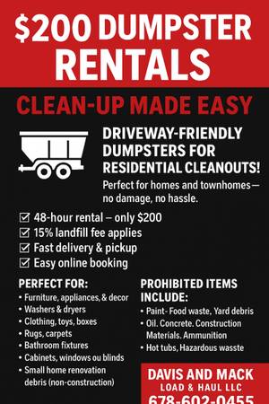 $200 Driveway-Friendly Dumpster Rental – 48 Hours, No Hassle! 1