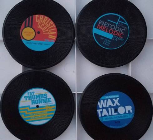 Four BRAND NEW Vinyl Record Coasters 1