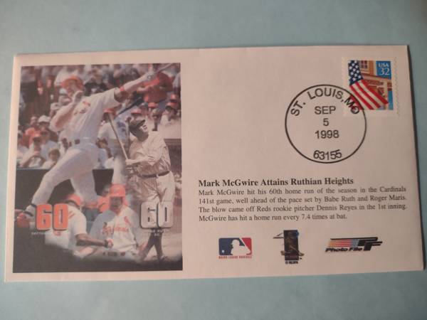 Mark McGwire 60th Home Run Comm Env / Postmarked / Mint 1