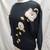 David Brett Vintage Black Embroidered Floral Dolman Sleeve Sweater - L 8 thumbnail