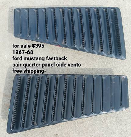1967 - 68 ford mustang fastback quarter side vents 1