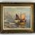 Painting Oil on Canvas “Two Ships Off the Beach” Signed Lower Left 1 thumbnail