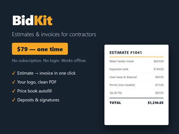 Estimate & Invoice Software for Contractors - No Monthly Fee - $79 1