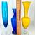 3 Colorful glass bud vases blues and yellow 6 thumbnail
