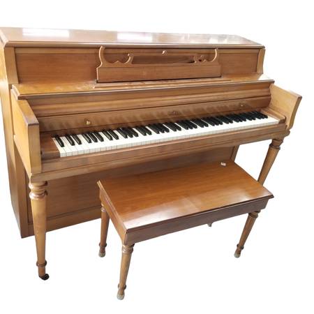 Vintage MCM  Wurlitzer Upright Console Piano  with Bench 1