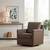 2 Blanchett Modern Brown Swivel Accent Chair, Swivel base offers 360-degree READ 2 thumbnail