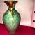 Vintage vase mid-century red clay pottery art turquoise teal acqua blue gold rim 1 thumbnail
