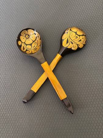 Russian Khokhloma Hand-painted Wooden Spoons 1