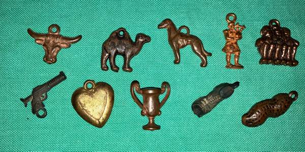 10 arcade, Cracker Jack metal charms from 1940s-50s 1