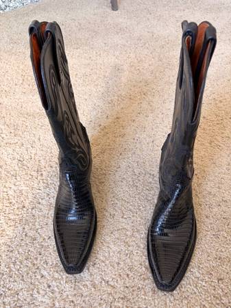 Luchese Black Alligator Leather Women's Cowboy Boots, Size 7.5 1