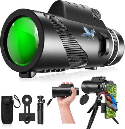 Monocular Telescope 80 x 100 High Powered Scope with Tripod, for Smartphone Suit 1