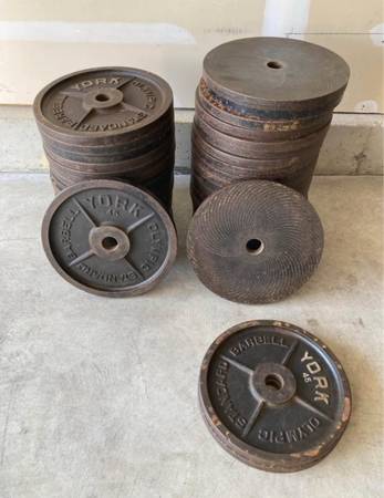 York Milled 45 pound Olympic Weight Plates 1