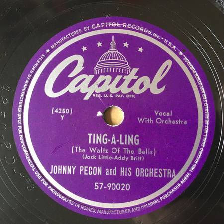 1949 JOHNNY PECON & HIS ORCHESTRA "TING-A-LING / PECON POLKA" 78 rpm 1