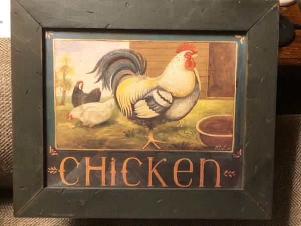 Green framed rooster picture 1