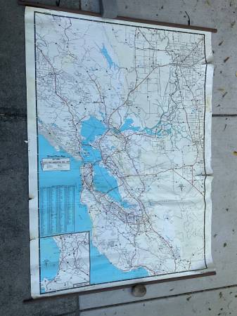 49x68 HUGE awesome Thomas Brothers Bay Area Wall Map 1