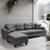 Grey 4-Seater Sectional Sofa with Cup Holders 1 thumbnail