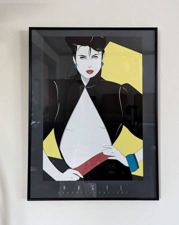 Framed Patrick Nagel "Dumas" Postmodern Art Print 1990 1
