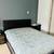 Queen Pillow-Top Mattress And Brown Leather Bed Frame and leather headboard 🛏 1 thumbnail