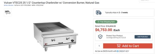 Countertop Charbroiler w/ Conversion Burner, Natural Gas 1