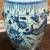 Pair of blue white koi fish motif garden stool decoration pedestal set 2 thumbnail