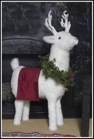 Christmas Deer - Large standing Deer with Wreath 1