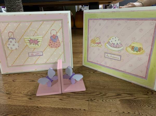 2 Paintings and Book Shelf Holders 1