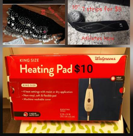 Heating Pad, Athletic Tape and Belly Dancer Wrap 1
