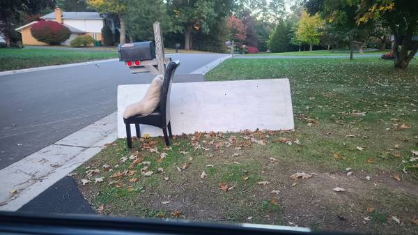 Curb Alert = heavy solid 8 foot wooden table, chair, nice folding card table 1