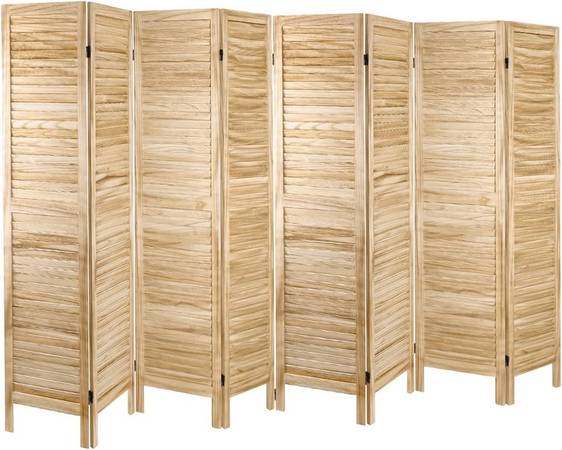 8 Panel Folding Room Divider Privacy Screen 5.6Ft Tall Wood Freestandi 1