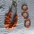 Studios beaded Orange Necklace with Bronze Like chain and flowery deco 5 thumbnail