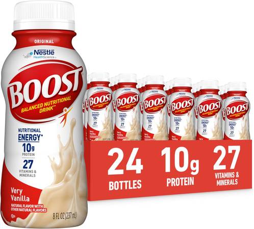 BOOST Drink Nutritional Drinks, Very Vanilla, 8 oz, 24 Count 1