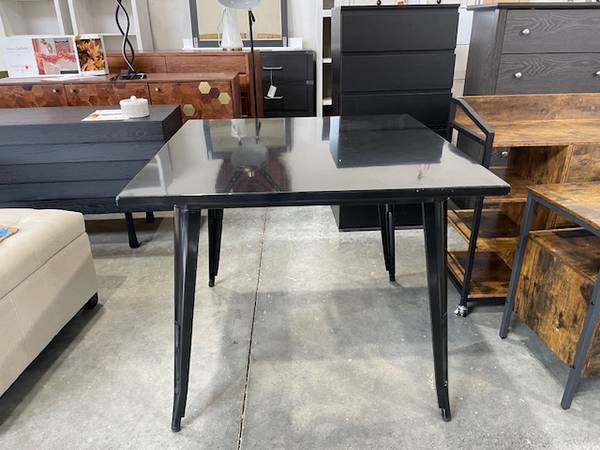 Black Square Metal Outdoor Bistro Patio Table 1