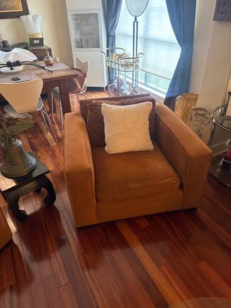 2 Burnt Orange Lounging Chairs 1