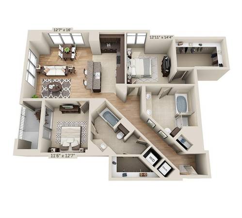 Exceptional 1x1 with Hardwood Floors  Full-Sized Washer/Dryer 1